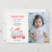 アイスクリームトラックスクープ誕生日の写真 サンキューカード (正面)