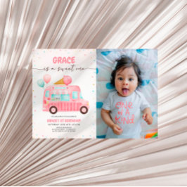 アイスクリームトラックスクープ誕生日の写真 招待状