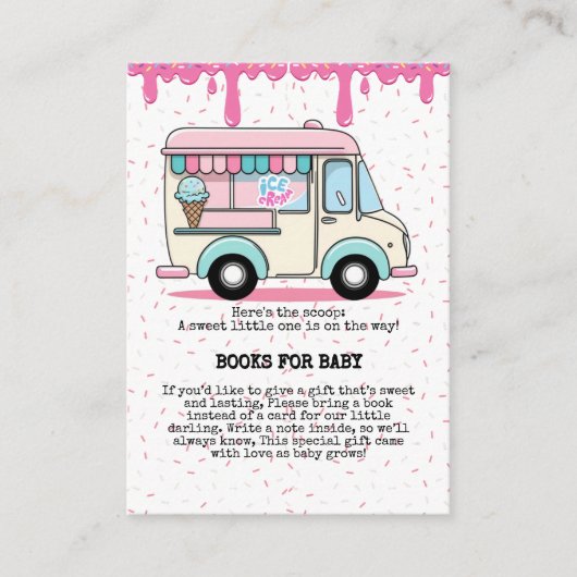 アイスクリームトラックスクープ赤ちゃんシャワーを振り撒く エンクロージャーカード (正面)
