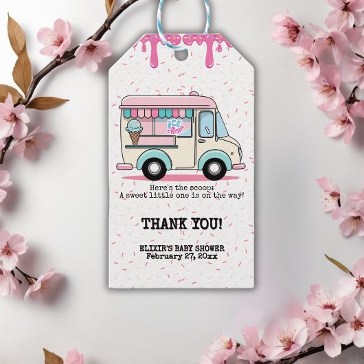 アイスクリームトラックスクープ赤ちゃんシャワーを振り撒く ギフトタグ