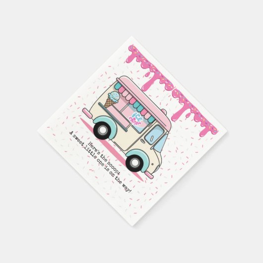 アイスクリームトラックスクープ赤ちゃんシャワーを振り撒く スタンダードカクテルナプキン (角)