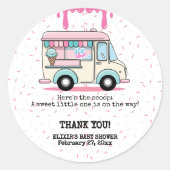 アイスクリームトラックスクープ赤ちゃんシャワーを振り撒く ラウンドシール (正面)