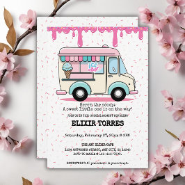 アイスクリームトラックスクープ赤ちゃんシャワーを振り撒く 招待状