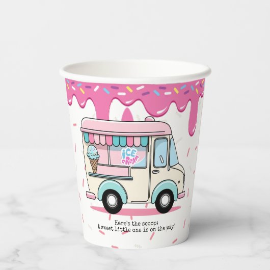 アイスクリームトラックスクープ赤ちゃんシャワーを振り撒く 紙コップ (裏面)