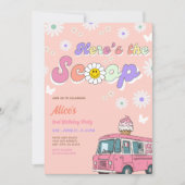 アイスクリームトラックスクープ2歳の誕生日 招待状 (正面)