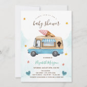 アイスクリームトラックスターズハートベビーシャワー 招待状 (正面)