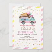 アイスクリームトラックストライプの誕生日 招待状 (正面)