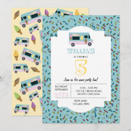 アイスクリームトラックデザインバーゼデーパーティー 招待状