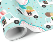 アイスクリームトラックハッピーバースデー パーソナライズされた ラッピングペーパー (ロールコーナー)