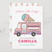 アイスクリームトラックバースデーパーティーイベント招待状 招待状 (正面/裏面)