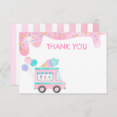 アイスクリームトラックバースデーパーティーサンキューカード 招待状 (正面/裏面)