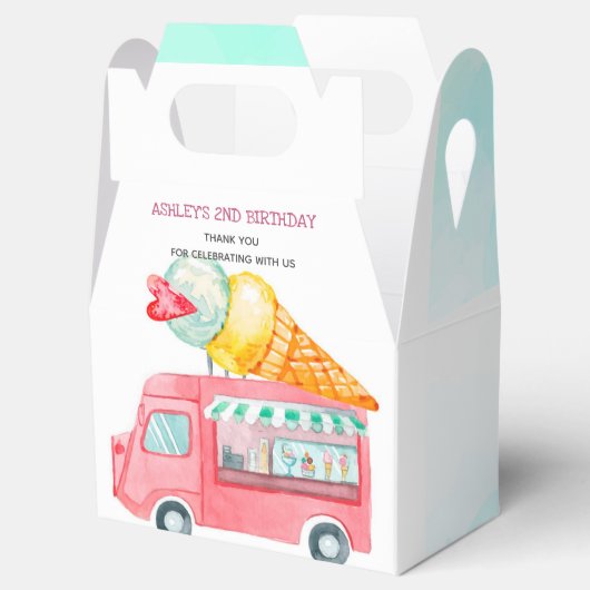 アイスクリームトラックパーソナライズされた誕生日 フェイバーボックス (オープン)