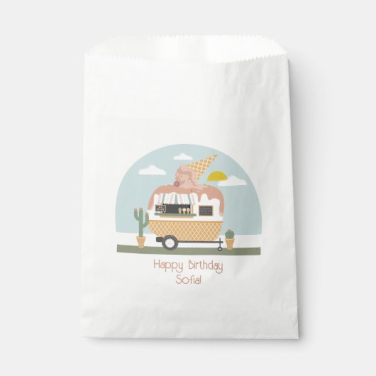 アイスクリームトラックピンクキャンパーガールズ誕生日 フェイバーバッグ (正面)