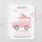 アイスクリームトラックフォーエバースウィート誕生日 招待状 (正面)