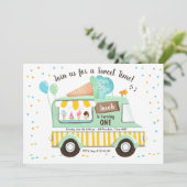 アイスクリームトラックミントブルーボーイファースト誕生日 招待状 (スタンド正面)