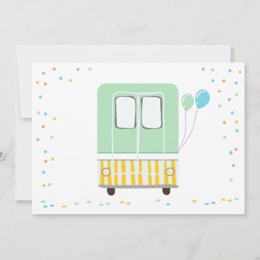 アイスクリームトラックミントブルーボーイファースト誕生日 招待状 (裏面)