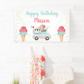 アイスクリームトラックレッドブルーボーイ誕生日背景 横断幕 (インサイチュ)