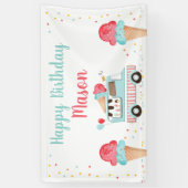 アイスクリームトラックレッドブルーボーイ誕生日背景 横断幕 (縦)