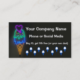 アイスクリームトラックロイヤリティパンチカード名刺 ロイヤリティカード