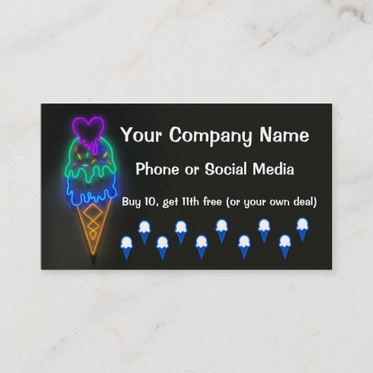アイスクリームトラックロイヤリティパンチカード名刺 ロイヤリティカード (正面)