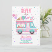 アイスクリームトラック任意の年齢の甘い誕生日パーティー 招待状 (スタンド正面)