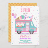 アイスクリームトラック任意の年齢の甘い誕生日パーティー 招待状 (正面/裏面)