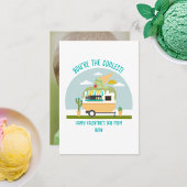 アイスクリームトラック写真グリーン教室バレンタイン カード