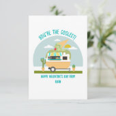 アイスクリームトラック写真グリーン教室バレンタイン カード (スタンド正面)