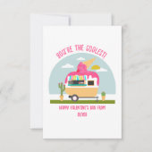 アイスクリームトラック写真ピンク教室バレンタイン カード (正面)