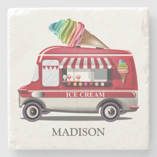 アイスクリームトラック名前をカスタムする石コースター ストーンコースター (正面)
