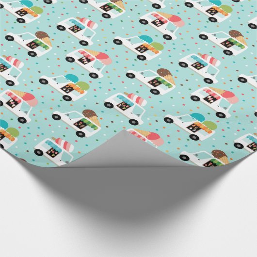 アイスクリームトラック女かわいらしの子ふりかける ラッピングペーパー (コーナー)