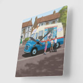 アイスクリームトラック時計 スクエア壁時計 (傾斜)