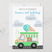 アイスクリームトラック男の子の誕生日の招待状。 招待状 (正面)