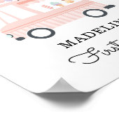 アイスクリームトラック誕生日ウェルカムサインガールピンク ポスター (角)