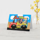 アイスクリームトラック誕生日グリーティングカード カード (黄色い花)