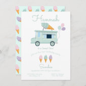 アイスクリームトラック誕生日パーティーの招待状 招待状 (正面/裏面)