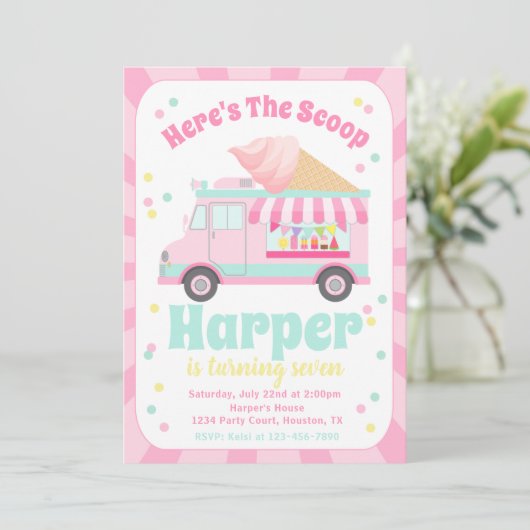 アイスクリームトラック誕生日招待状 招待状 (スタンド正面)