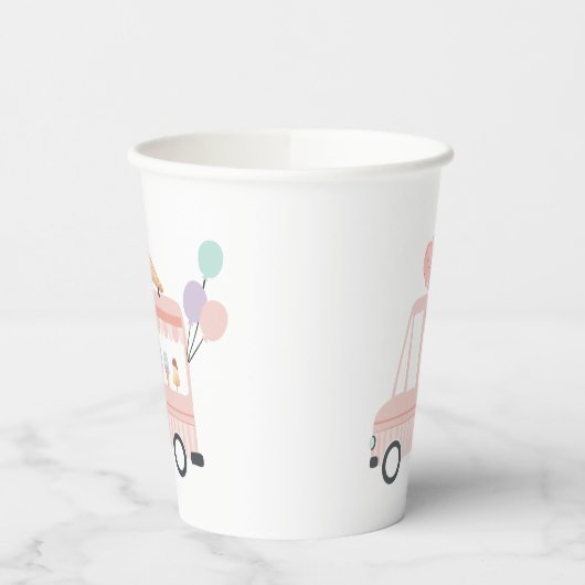アイスクリームトラック1st誕生日パーティーピンクスイートワン 紙コップ (左)