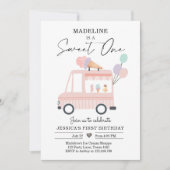 アイスクリームトラック1st誕生日招待状ピンクスイートワン 招待状 (正面)