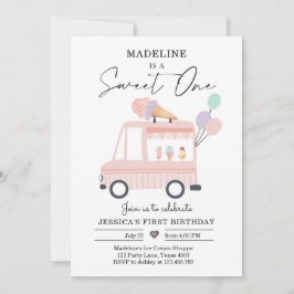 アイスクリームトラック1st誕生日招待状ピンクスイートワン 招待状