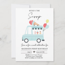 アイスクリームトラック1st誕生日招待状ボーイスクープ 招待状