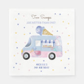 アイスクリームトラック2スクープの2番目の誕生日 スタンダードランチョンナプキン (正面)