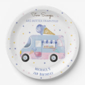 アイスクリームトラック2スクープの2番目の誕生日 ペーパープレート (正面)