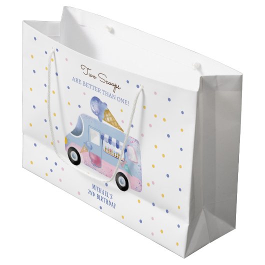 アイスクリームトラック2スクープの2番目の誕生日 ラージペーパーバッグ (正面アングル)