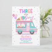 アイスクリームトラック3は甘い3番目の誕生日 招待状 (スタンド正面)
