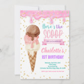 アイスクリームトラック3は甘い3番目の誕生日 招待状 (正面)