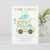 アイスクリームトラック3スクープのおもしろい3日の誕生日 招待状 (スタンド正面)