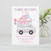 アイスクリームトラック3スクープのおもしろい3日の誕生日 招待状 (スタンド正面)