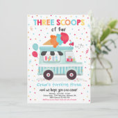 アイスクリームトラック3スクープのおもしろい3歳誕生日 招待状 (スタンド正面)
