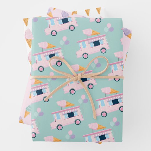 アイスクリームトラック&コーン誕生日パーティー ラッピングペーパーシート (インサイチュ)